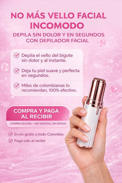 Elimina el vello facial al instante sin dolor, sin irritación y sin que vuelva más grueso