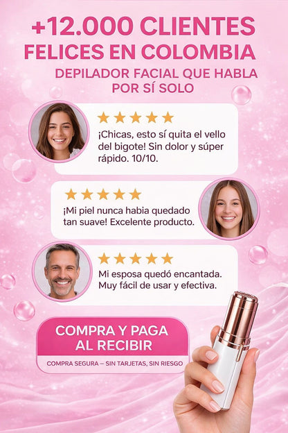 Elimina el vello facial al instante sin dolor, sin irritación y sin que vuelva más grueso